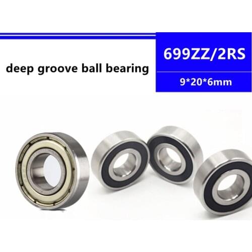100pcs 699ZZ 699-2RS deep groove ball bearing 9x20x6 miniature ball bearing 9*20*6 mm 699-2Z 699Z 699RS 699