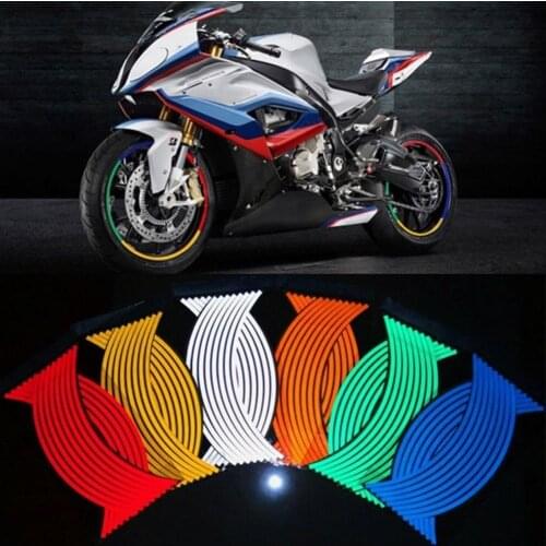 16 Strips/Set DIY Reflective Tape Car Motorcycle Rim Wheel Sticker Motorcycle Decal Decoration Tape Stripe Rim Stickers Car