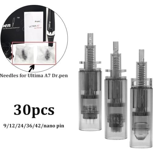 30pcs for Ultima A7 Dr.pen Auto Micro-needle Therapy Electric Derma Needles Pen Cartridges 9/12/24/36/42/nano Pin Needle Tips