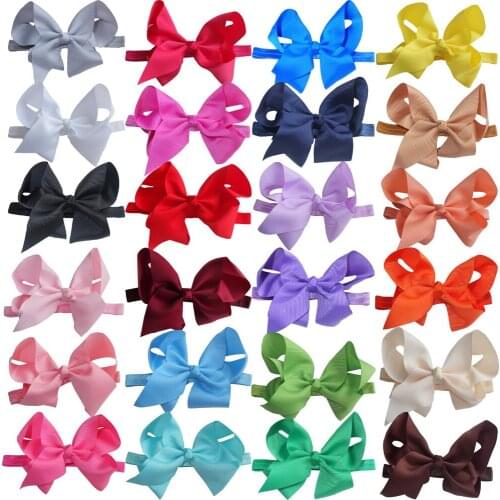 5 pcs 6 Inch hair bow WITH elastic Headbands Ribbon bow headband Kids Girls Hair band Hair Elastic Bowknot Headbands Hairband