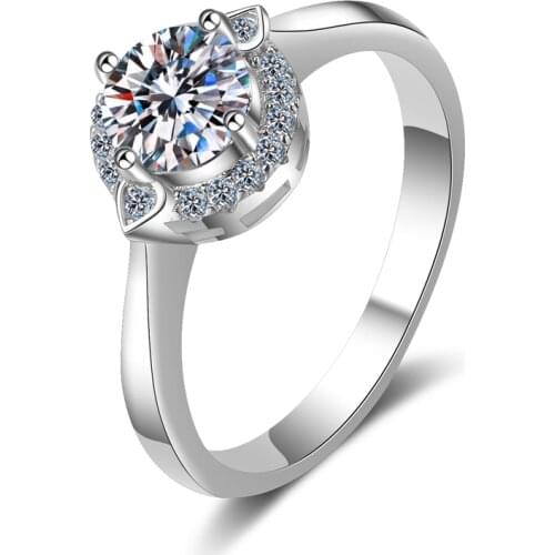 ANZIW 925 Sterling Silver Moissanite Diamond 0.8CT Fashion Heart-shaped Classic Engagement Ring For Women Jewelry Gifts