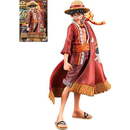 Bandai Original ONE PIECE Anime Figures Luffy Straw Hat Cloak PVC Action Figure Collections Hand-Model Dolls Toys Kids Gifts