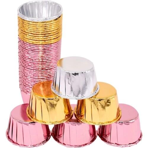 50pcs Cupcake Paper Cups Gold Oilproof Cupcake Liner Baking Cup Tray Case Pastry Tools Muffin Paper Cups Festival Party Supplies