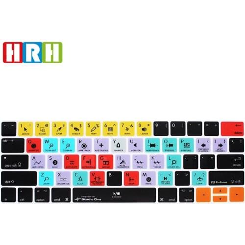 HRH Studio One Shortcut Hotkey Silicone Keyboard Cover Protector Skin for Macbook Pro 13"15" Touch Bar A1706/A1707/A1989/A2159