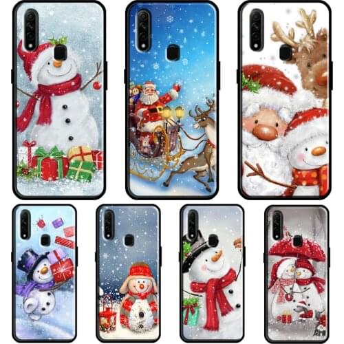 Santa Merry Christmas Snowman For OPPO A52 A72 Find X3 Pro Reno 2 Z A3S A5S A15 A83 A31 A53 A9 A5 2020 F5 F7 Phone Cover