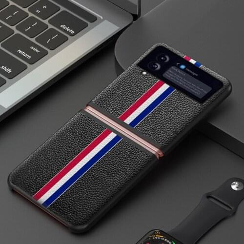 For Samsung Galaxy Z Flip 3 Funda Para Cover High-end Business Folding Screen Leather Shell for Samsung ZFlip3 Galaxy Cases