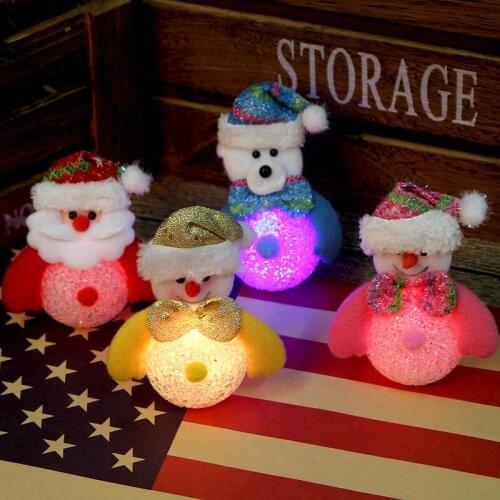 Four style christmas 7 color lighting decoration snowman/santa claus/beer/elk chritmas tree hanging pendant decor drop ornaments