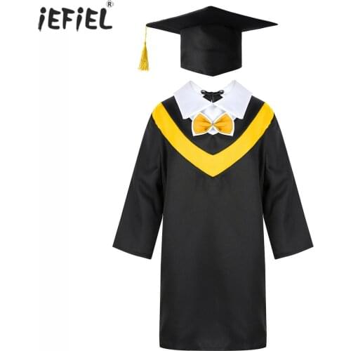 Children Academic Graduation Robes Students Kindergarten Bachelor Gown Boys Gilrs School Uniform Kid Graduation Roleplay Costume