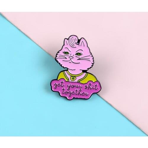 Carolyn Enamel Pin Custom Series Brooches For Shirt Lapel Banner Backpack Badge Pink Cat Lady Jewelry Gift For Friends