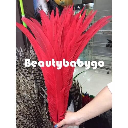 EMS Free shipping Wholesale 50pcs/lot 60-65cm 24-26 inch RED Silver Pheasant Feather Plume performance Plumes