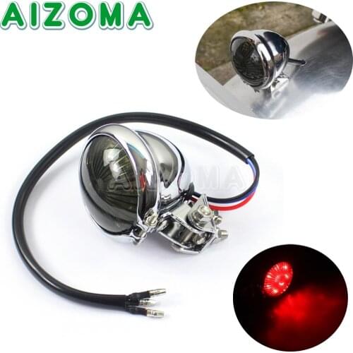Chrome Motorcycle Cafe Racer 12V LED Stop Taillights Motorbike Brake Rear Tail Light Lamp Universal For Harley Chopper Bobber