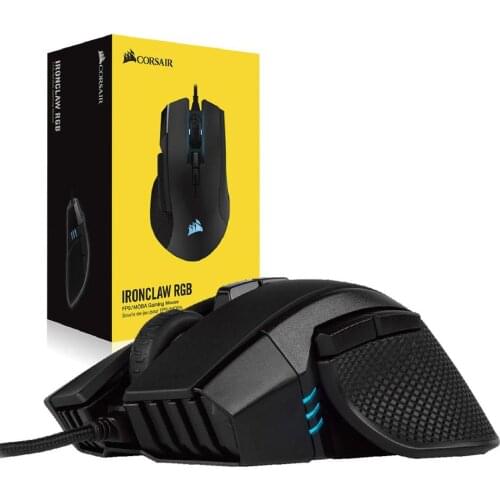 CORSAIR IRONCLAW RGB FPS/MOBA Gaming Mouse Backlit RGB LED 18000 DPI Optical (CN Version)-Black