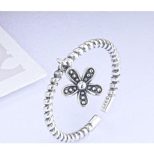 Exquisite Simplicity Flowers Modeling Accessories Ring Vintage Style High Quality Women Paragraph Jewelry 925 Sterling Silver