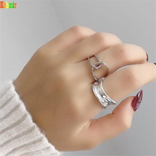 Kshmir Ring metallic gold retro female fashion ring Irregular interlace metal set simple ring 2020