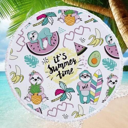 Cartoon Sloth Summer Beach Towel Boys Girls Outdoor Travel Sun Protection Cover Blanket Soft Microfiber Wall Tapestry