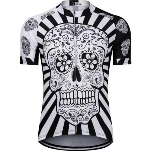 SPTGRVO Summer Cycling Jersey Short Sleeve Pro Team Cycle Jersey Skull Bycicle Clothes Cykling Shirt Mallot Mtb Hombre Bike Top
