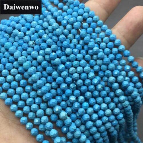 Natural Stone Small Bead Blue Turquoise Faceted Cut Shining DIY Gem
