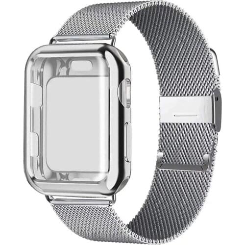Milanese Loop band with case For Apple Watch Series 6 SE 5 4 40mm 44mm 38mm 42mm Stainless Steel Strap Wrist Bracelet for iwatch