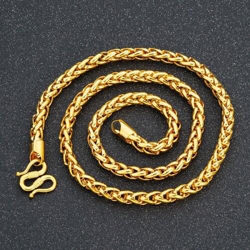 2021 European and American Hot Style Mens 24K Gold-plated Wheat Ear Necklace Womens Vietnamese Sand Gold Necklace Wholesale