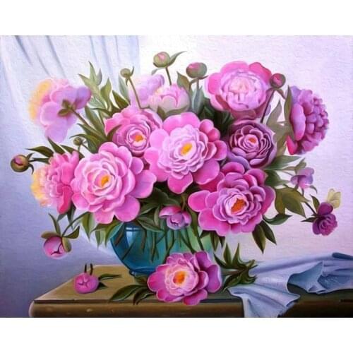 Big Peony Paint By Numbers Coloring Hand Painted Home Decor Kits Drawing Canvas DIY Oil Painting Pictures By Numbers