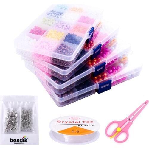 1box 4/6/8/10mm ABS Imitation Pearl Beads Box Set Round Loose Spacer Beads For Jewelry Making Beads Kit DIY Handmade Accessories