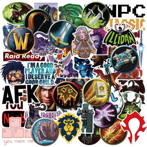 50 Pcs World of Warcraft Tribal Hero Reflective Car Sticker And Decla For Ford Focus Honda Volkswagen Stickers