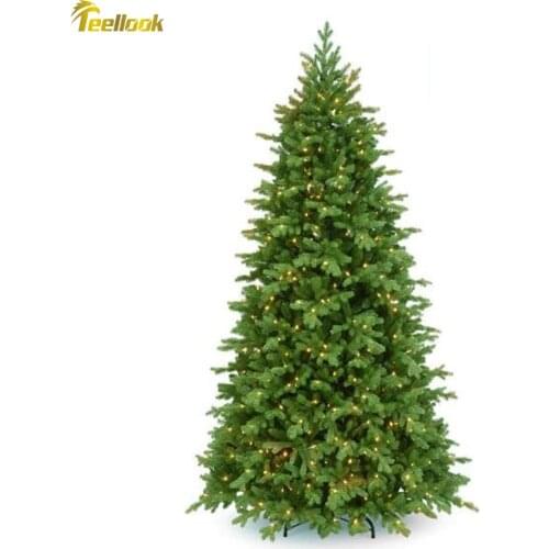 Teellook 1.2m/3.0m New Year PE Leaf Christmas Tree with LED Lights Christmas Hotel Mall Home Decoration