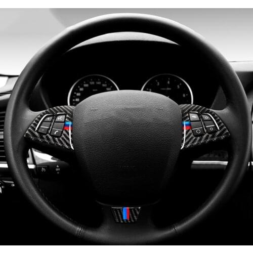 New Car Styling Steering Wheel Buttons carbon fiber 3D car Stickers M stripe emblem decals For BMW E70 2008-2013 X5 1PCS