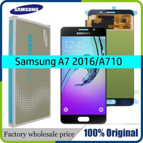 Original 5.5'' Super AMOLED LCD for SAMSUNG Galaxy A7 2016 LCD Display A7100 A710F A710 LCD Touch Screen Digitizer Replacement