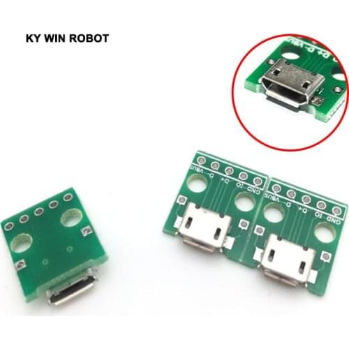 5pcs MICRO USB to DIP Adapter 5pin female connector B type pcb converter pinboard 2.54mm