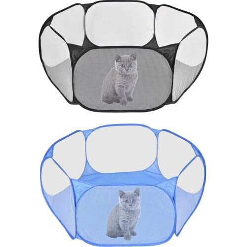 Portable Outdoor Small Pets Playpen Cage Breathable Foldable Pet Carring Case Pet Playing Tent Mesh Fence For Indoor Charitable