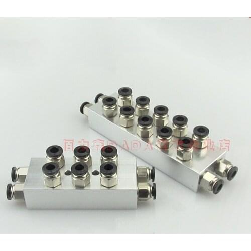 With 6mm Couplers 1/8" BSP Female 2 Rows x 2 3 4 5 6 8 Ways 8-28 Ports Solid Aluminum Pneumatic Air Manifold Block Splitter