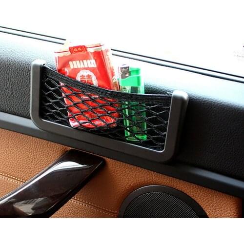 Car Seat Side Back Storage Net Bag Sticker Phone Glasses Card Holder Pocket Organizer Stowing Tidying Auto Accessories