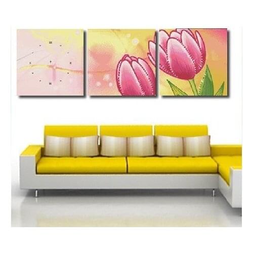 Top Quality beautiful lovely triptich triptych cross stitch kit clock tulip tulips flower, timepieces included