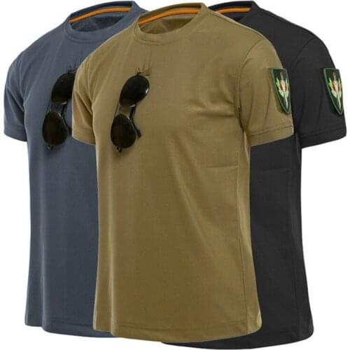 Outdoor T-shirt mens topsloose plus size casual short-sleeved stretch and quick-drying camouflage training T shirts field