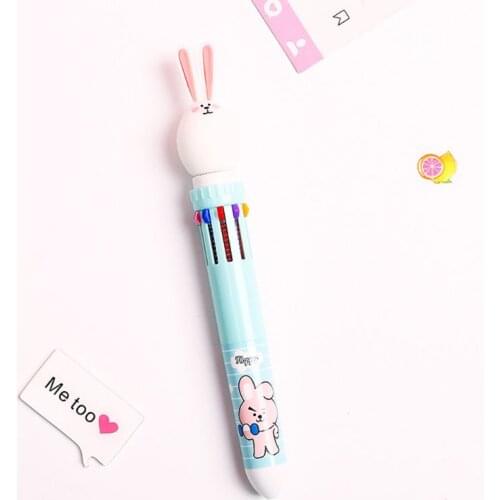 YYDS 10 Color 0.5mm Cute Cartoon Rabbit Ballpoint Pen Press School Office Supplies Accessories Stationery Kids Gift