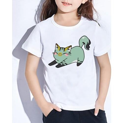 Funny T shirt For Girls Cat Cute Kids Tops Cartoons Printing Baby Boy Clothes Children T-shirt Summer Short Sleeve,YKP042