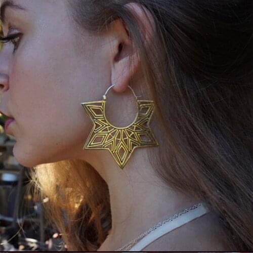 Tocona Bohemia Gold Silver Color Geometry Earrings Vintage Statement Jewelry Women Dangle Mandala Earrings Femme 2019 9026