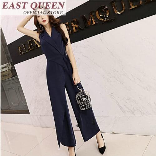 Jumpsuits for women 2018 sleeveless business office solid wide leg jumpsuit overalls for women elegant FF421