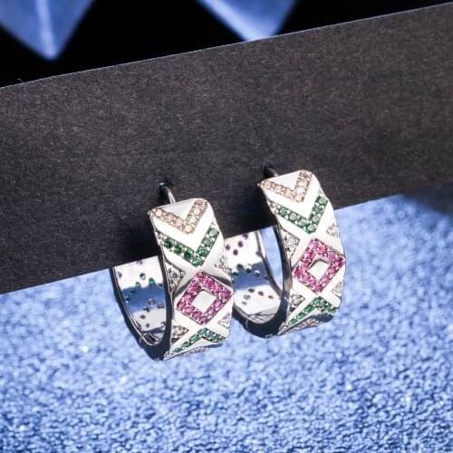 Luxury Gold Color Hoop Earrings For Women Round Circle Zircon Earring Wedding Engagement Jewelry Gifts New Design Accessories 20