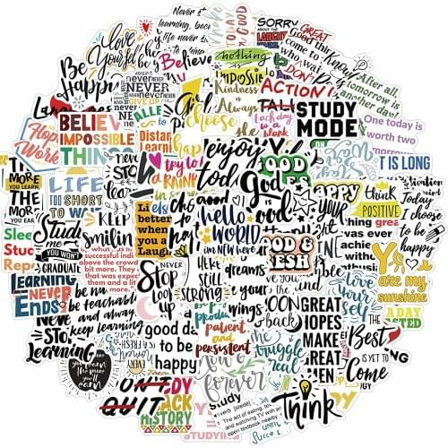 10/30/50/100PCS English Inspirational Text Stickers Skateboard Fridge DIY Laptop Motorcycle Luggage Phone Cartoon Decal Sticker