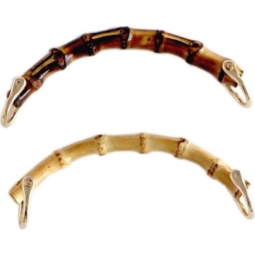15cm Bamboo Bag Hand Handle Manual Craft Accessories Bamboo Handle A Wrist Natural Bamboo Manual Diy Parts Metal Clasp