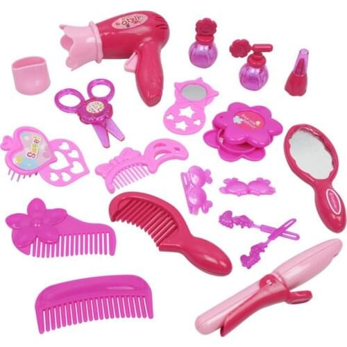 19Pcs/17Pcs Hairdressing Play Toys Simulation Pretend Play Children Gift Hairdryer Comb Model Toy for Gift