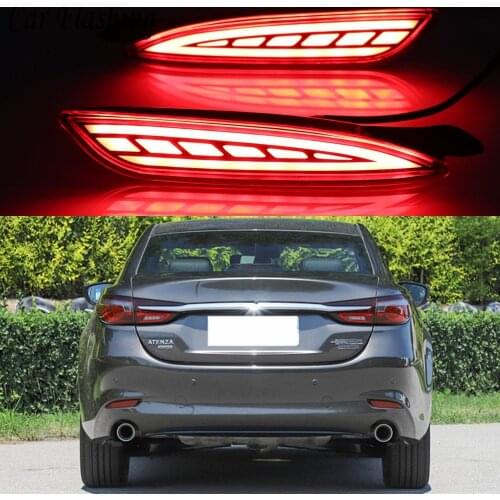 2PCS For Mazda 6 Mazda6 Atenza 2019 2020 Car LED Rear Fog Lamp Brake Light Dynamic Turn Signal Light Bumper Lamp