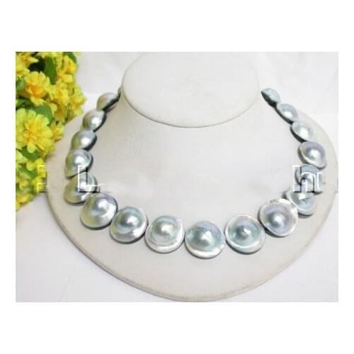 21MM 100% NATURAL GRAY SOUTH SEA MABE PEARL NECKLACE