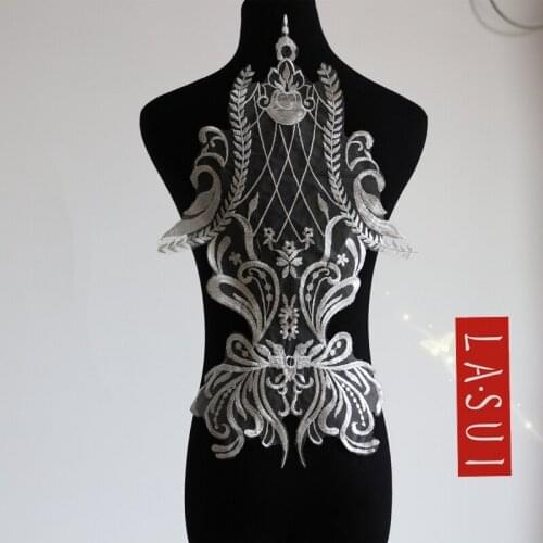 LASUI 3 pieces=1 lot Embroidered lace applique Used in wedding dress fashion headdress and other diy decoration 0038