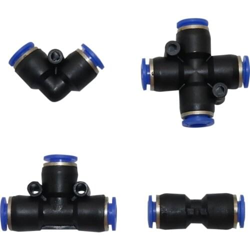 6mm Slip lock Quick Connectors Straight Elbow Cross Garden Water Hose Splitters Pneumatic Butt Quick-Connect Accessories 3 Pcs