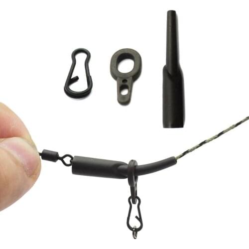 30PCS Fishing Run Rig Accessories Kit Carp Heli Chod Rig Ring Clips Rubber Bead for Fishing Helicopter Rig Connector Carp Tackl