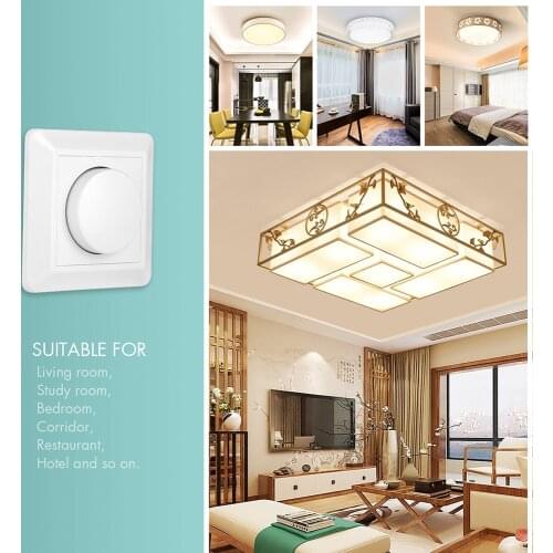 5-200W 50/60Hz Wall Mounted LED Dimmer On/Off Switch Adjustable 220-240V Rotary Dimmable 2-Way For Led Bulb Ceiling Light