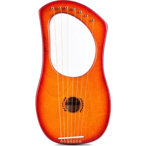 Ammoon 7-String Lyre Harp Ancient Style Lyres Okoume Wood String Instrument with Carry Bag/ Extra String Set/ Tuning Wrench